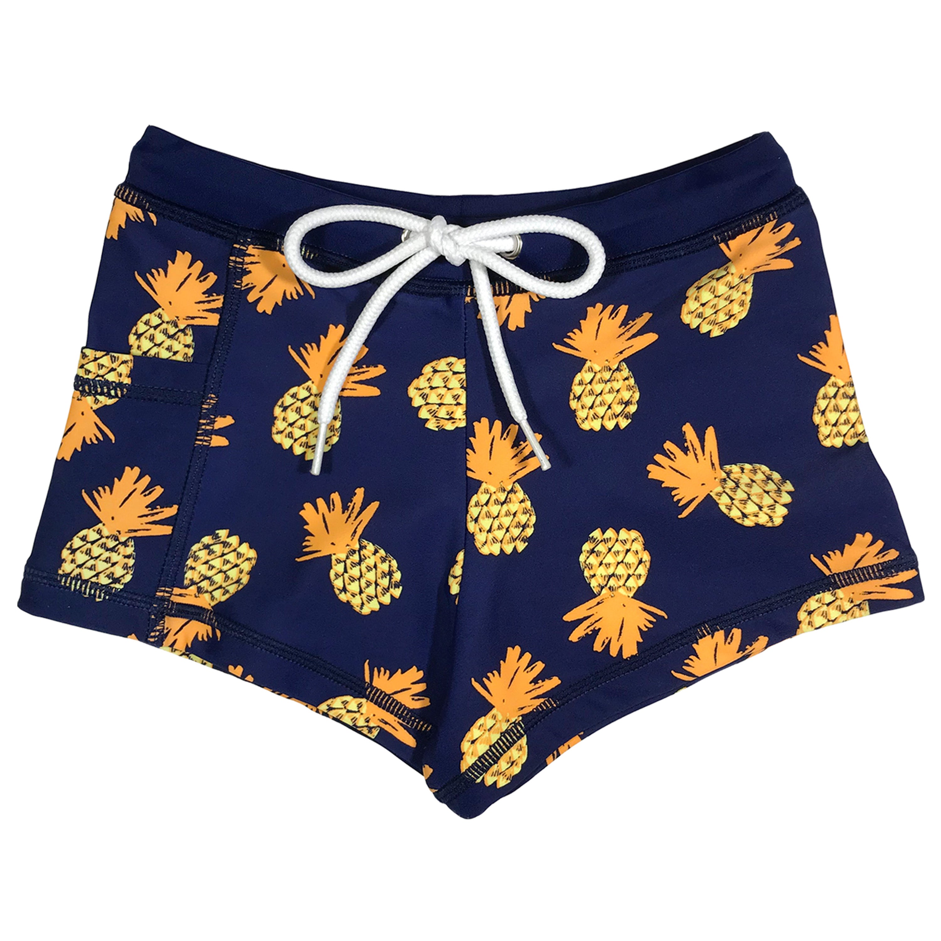 Kids Euro Swim Shorties | "Pineapple Dreams"-6-12 Month-Pineapple Dreams-SwimZip UPF 50+ Sun Protective Swimwear & UV Zipper Rash Guards-pos1