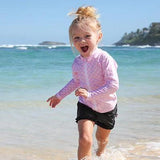 Girls Long Sleeve Rash Guard - “Sassy Surfer” Pink-SwimZip UPF 50+ Sun Protective Swimwear & UV Zipper Rash Guards-pos3