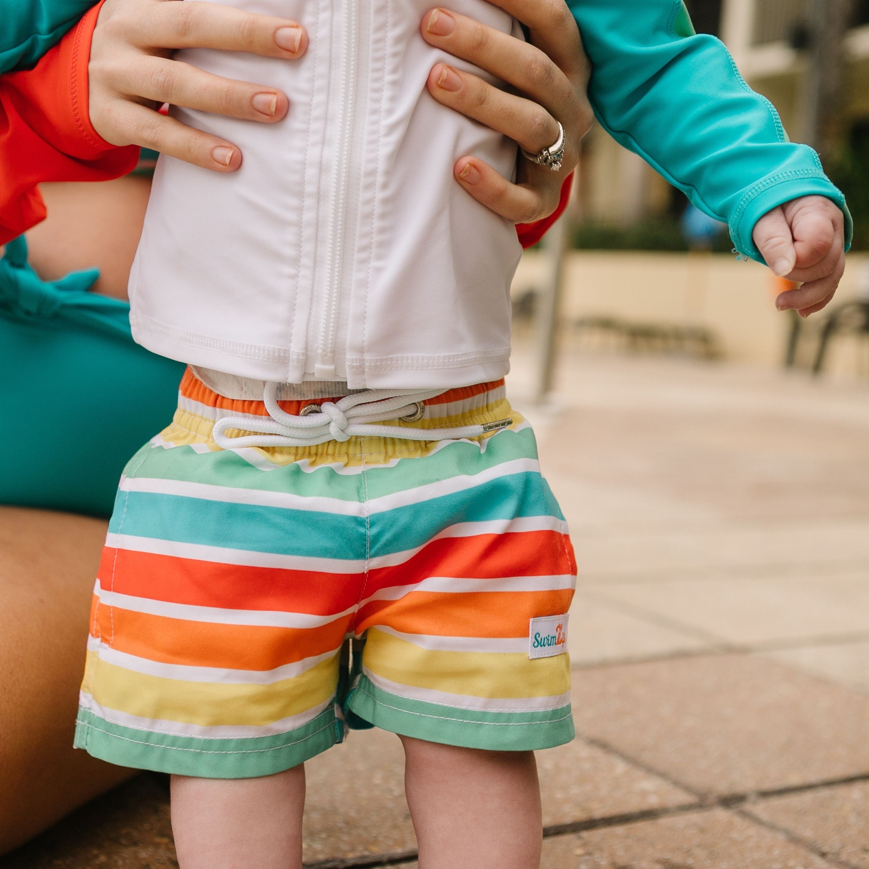 Boys Long Sleeve Zipper Rash Guard and Swim Trunk Set | "Rainbow"-SwimZip UPF 50+ Sun Protective Swimwear & UV Zipper Rash Guards-pos4