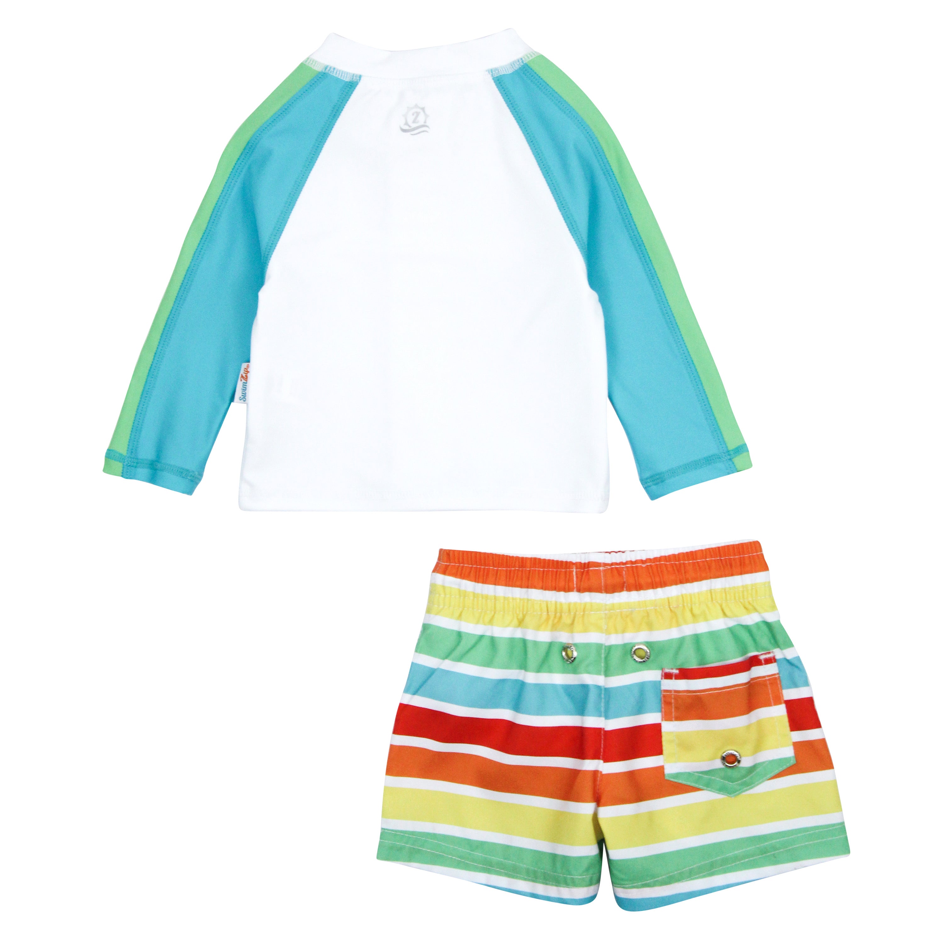 Boys Long Sleeve Zipper Rash Guard and Swim Trunk Set | "Rainbow"-SwimZip UPF 50+ Sun Protective Swimwear & UV Zipper Rash Guards-pos3