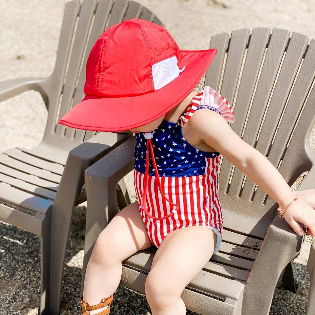Kids Wide Brim Sun Hat "Fun Sun Day Play Hat" - Red-SwimZip UPF 50+ Sun Protective Swimwear & UV Zipper Rash Guards-pos7