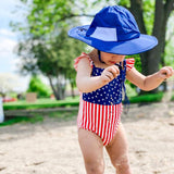 Kids Wide Brim Sun Hat "Fun Sun Day Play Hat" - Navy-SwimZip UPF 50+ Sun Protective Swimwear & UV Zipper Rash Guards-pos3