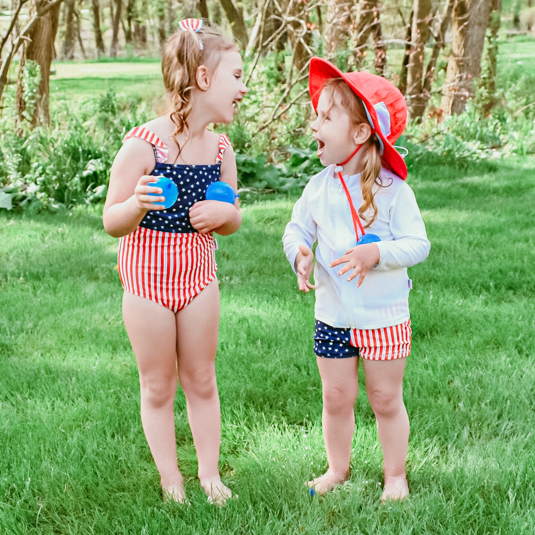 Kids Wide Brim Sun Hat "Fun Sun Day Play Hat" - Red-SwimZip UPF 50+ Sun Protective Swimwear & UV Zipper Rash Guards-pos2