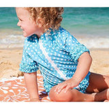 Girls Short Sleeve Rash Guard Swimsuit Set (2 Piece) - "Sassy Surfer" Aqua-SwimZip UPF 50+ Sun Protective Swimwear & UV Zipper Rash Guards-pos2