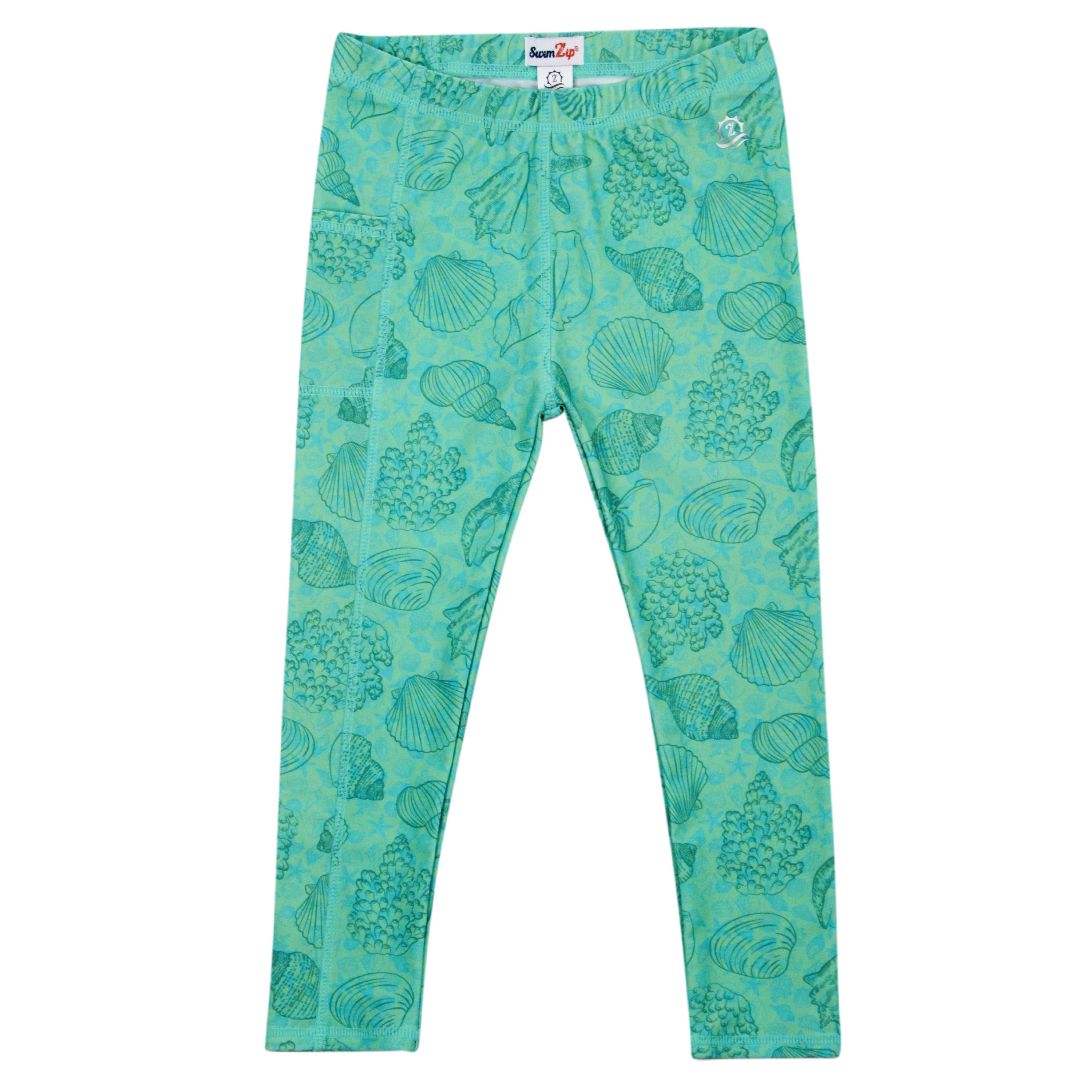 Kids Swim Pants | "Seashell"-SwimZip UPF 50+ Sun Protective Swimwear & UV Zipper Rash Guards-pos1