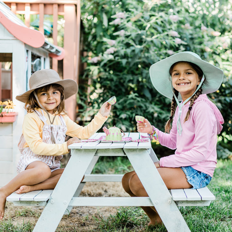 Girls Wide Brim Sun Hat - Brown-SwimZip UPF 50+ Sun Protective Swimwear & UV Zipper Rash Guards-pos7