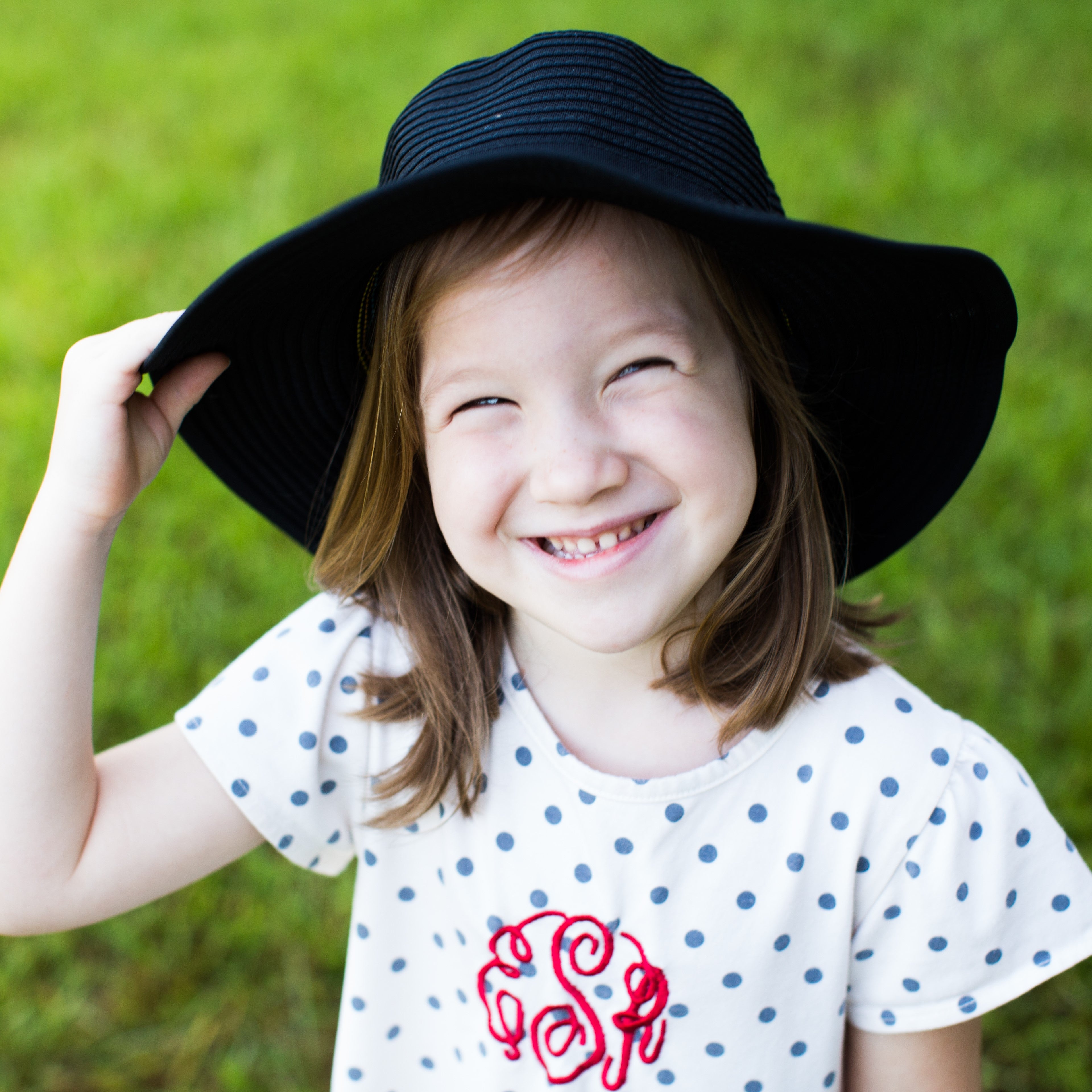 Girls Wide Brim Sun Hat - Black-SwimZip UPF 50+ Sun Protective Swimwear & UV Zipper Rash Guards-pos7