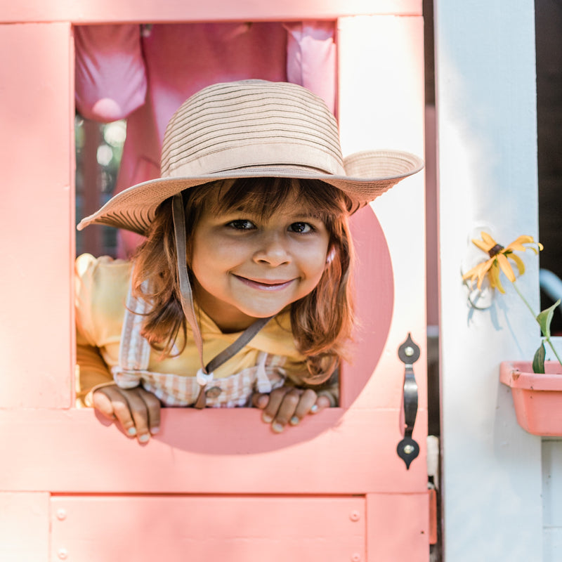 Girls Wide Brim Sun Hat - Brown-SwimZip UPF 50+ Sun Protective Swimwear & UV Zipper Rash Guards-pos6