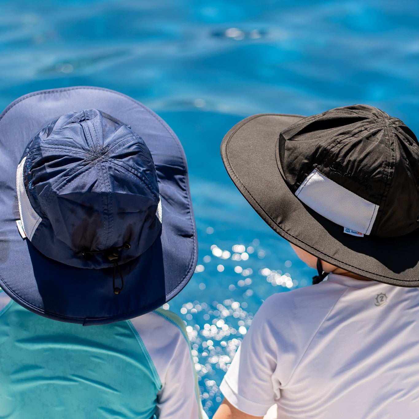 Kids Wide Brim Sun Hat "Fun Sun Day Play Hat" - Black-SwimZip UPF 50+ Sun Protective Swimwear & UV Zipper Rash Guards-pos6