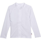 Kids UPF 50+ Long Sleeve Zipper Rash Guard Swim Shirt | "White"-0-3 Month-White-SwimZip UPF 50+ Sun Protective Swimwear & UV Zipper Rash Guards-pos1
