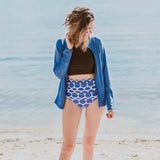 Women's High Waist Bikini Bottoms Ruched | "Oversized Dot"-SwimZip UPF 50+ Sun Protective Swimwear & UV Zipper Rash Guards-pos2