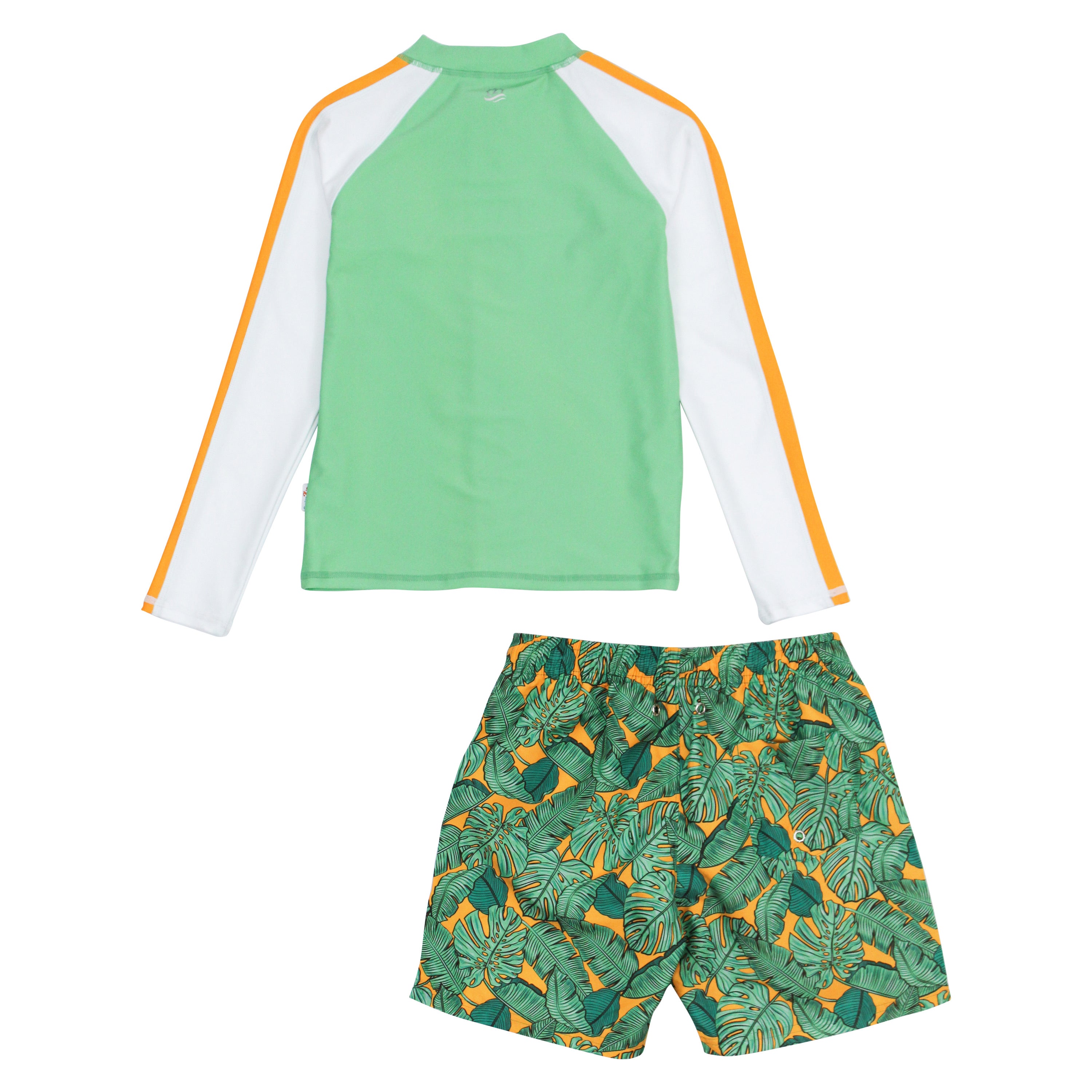 Boys Long Sleeve Zipper Rash Guard and Swim Trunk Set | "The Tropics"-SwimZip UPF 50+ Sun Protective Swimwear & UV Zipper Rash Guards-pos8