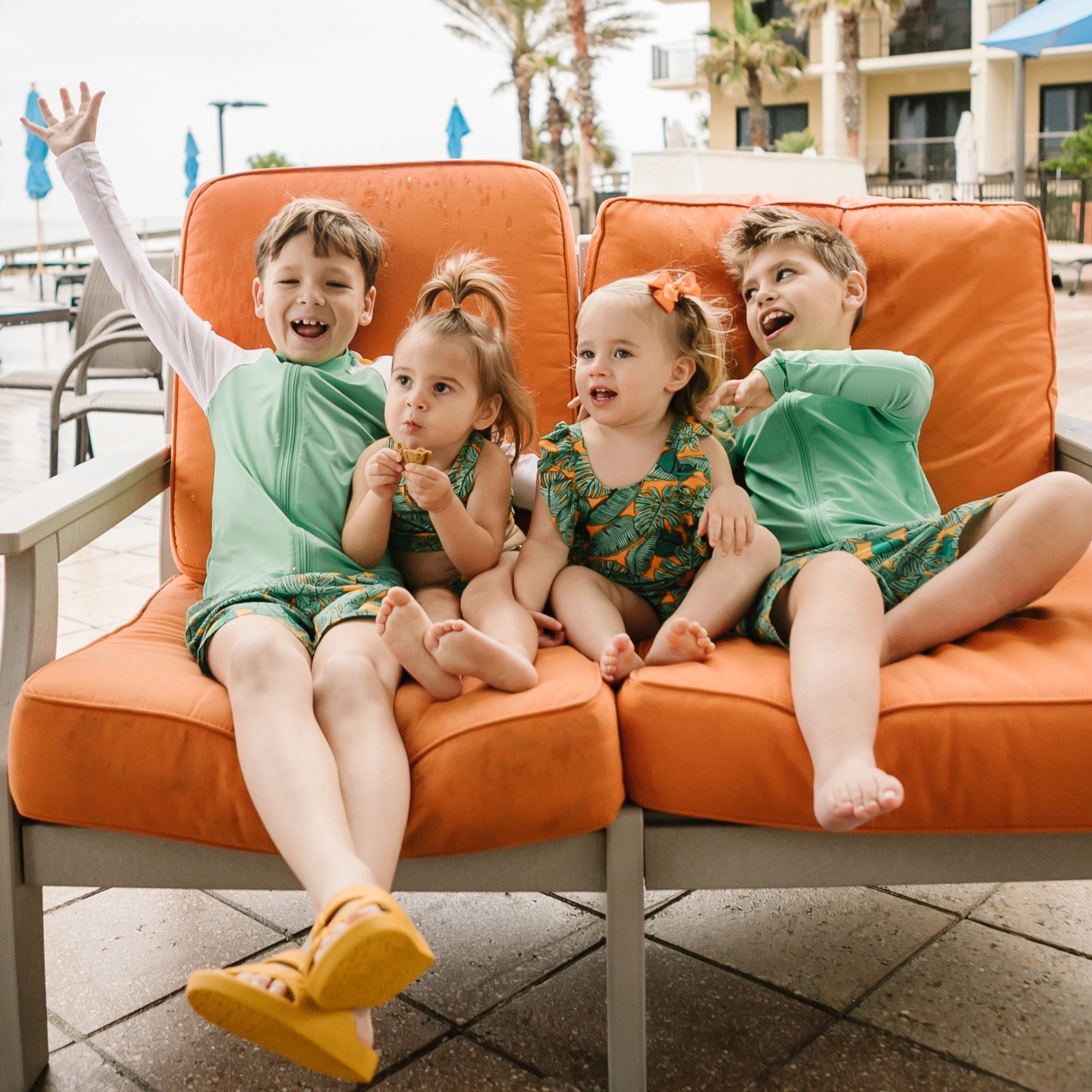 Boys Long Sleeve Zipper Rash Guard and Swim Trunk Set | "The Tropics"-SwimZip UPF 50+ Sun Protective Swimwear & UV Zipper Rash Guards-pos9