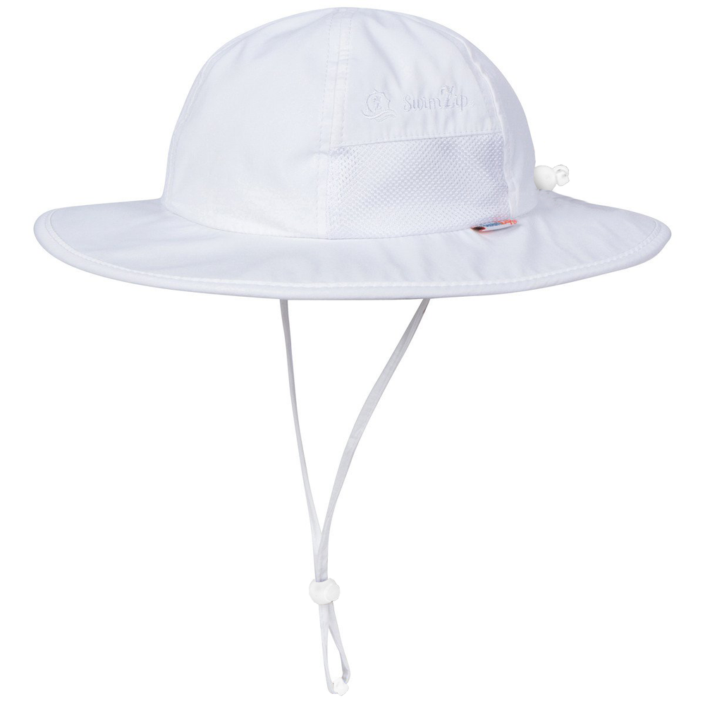 SwimZip Kid's Wide Brim Sun Hat - White - UPF 50+ Sun Protection