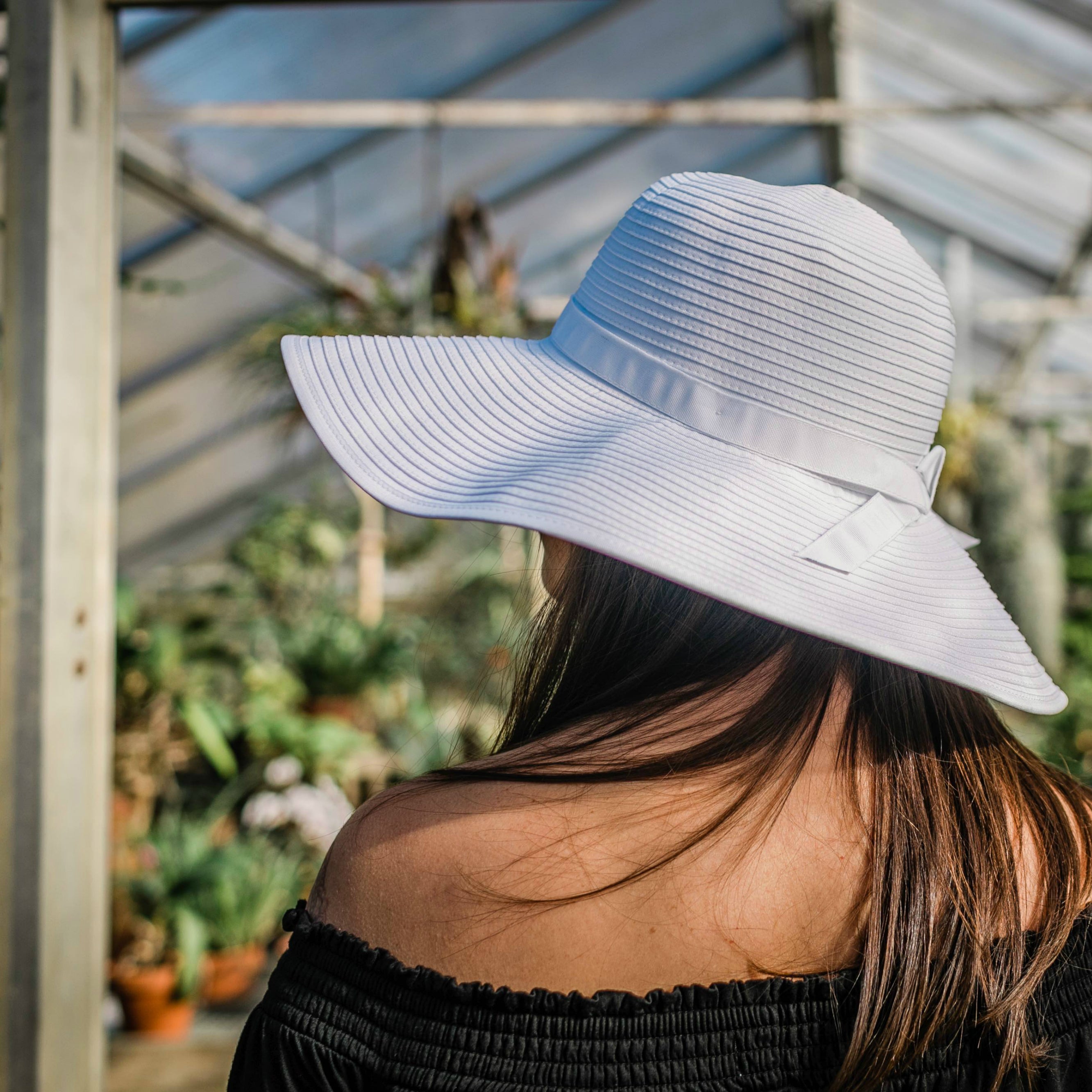 SwimZip Women's Wide Brim Sun Hat - White - UPF 50+ Sun Protection